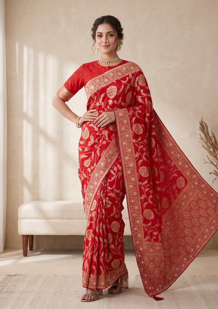 Red Banarasi Silk Saree