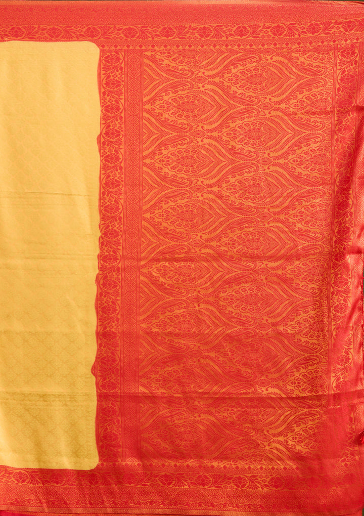 Gold Silk Jaal Gold Zariwork Saree With Matching Blouse Piece