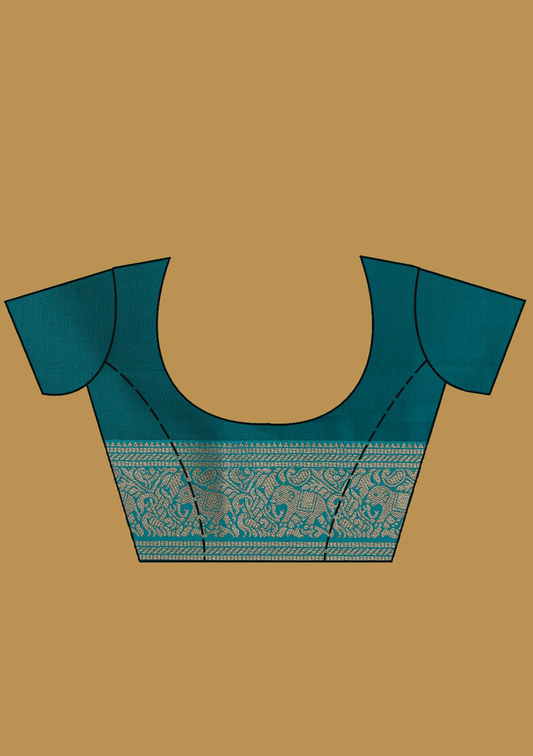 Navy Blue Silk Buti Gold Zariwork Saree With Matching Blouse Piece