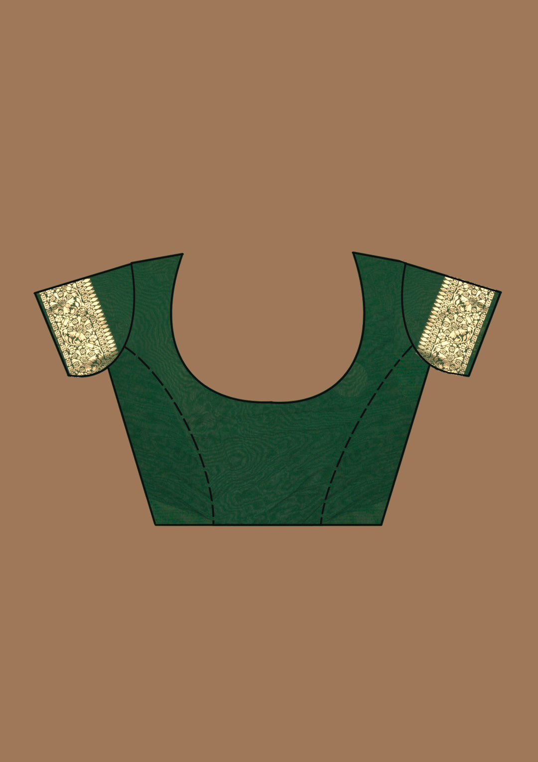 Bottle Green Georgette Jaal Gold Zariwork Saree With Matching Blouse Piece