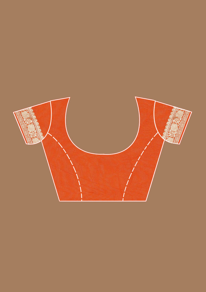 Orange Zariwork (Gold) Satin Silk Saree
