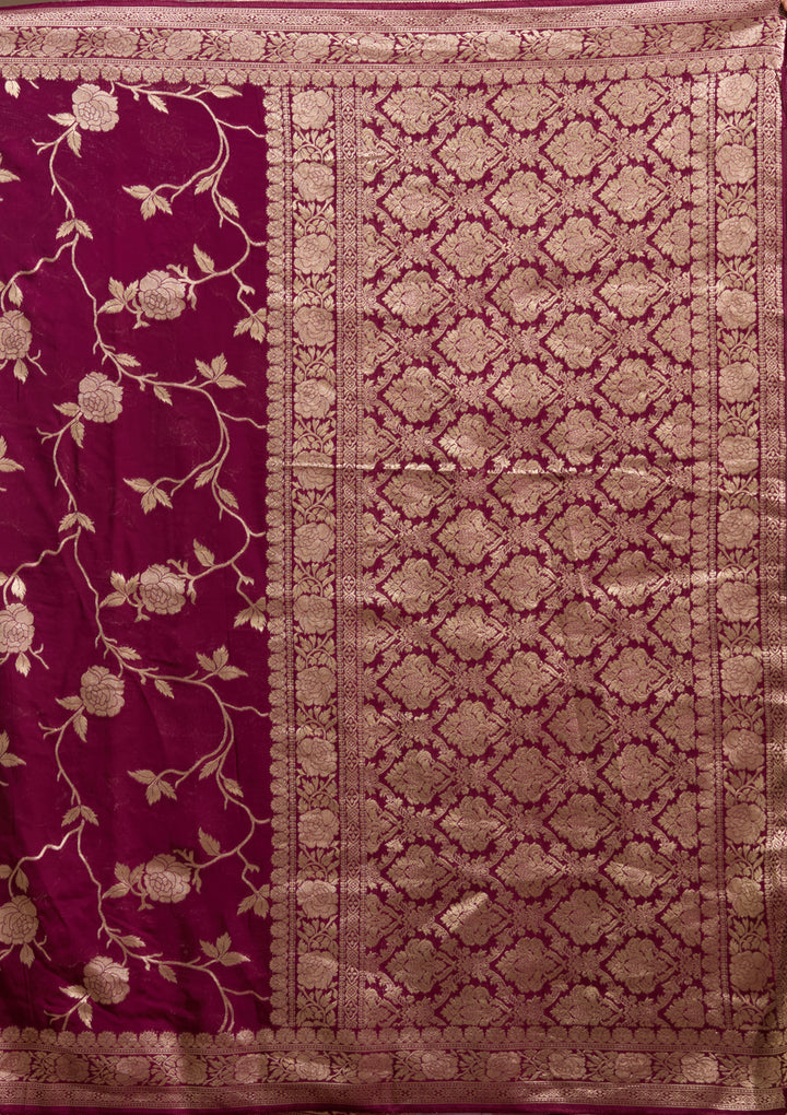 Purple Zariwork (Gold) Georgette Silk Saree