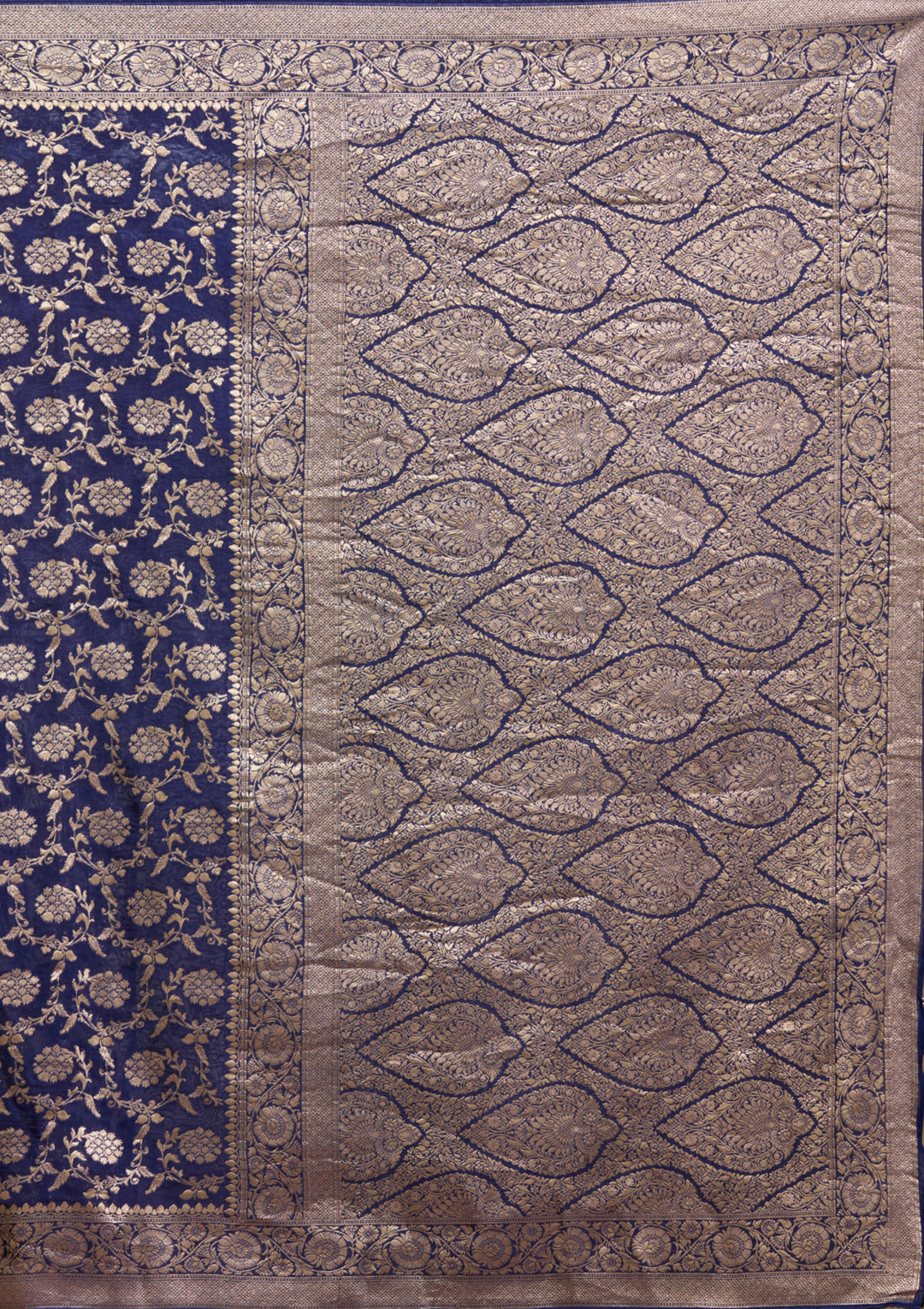 Blue Zariwork (Gold) Georgette Silk Saree