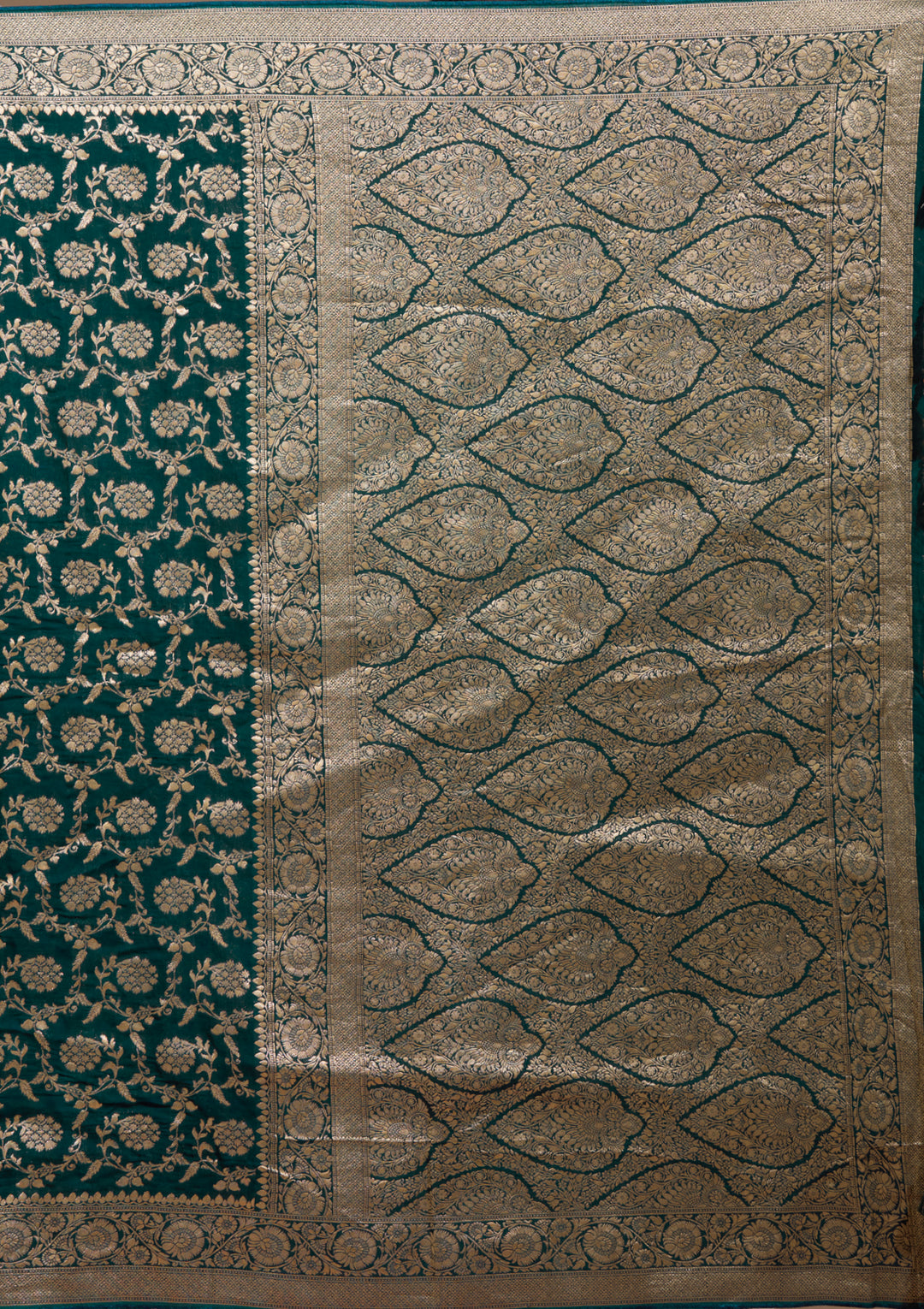Peacock Blue Zariwork (Gold) Georgette Silk Saree