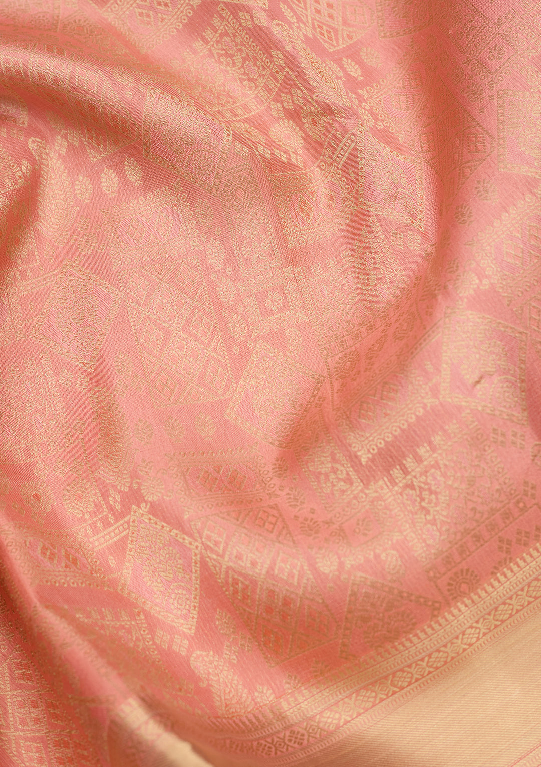 Peach Zariwork (Gold) Silk Saree