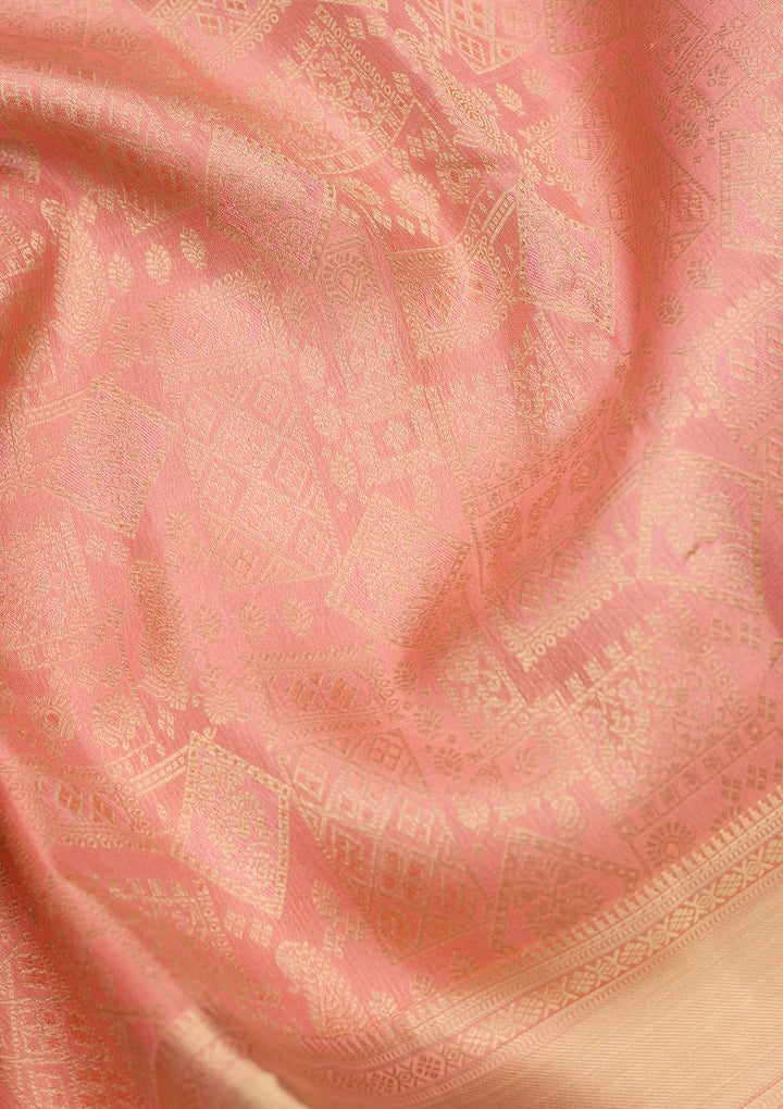 Peach Zariwork (Gold) Silk Saree