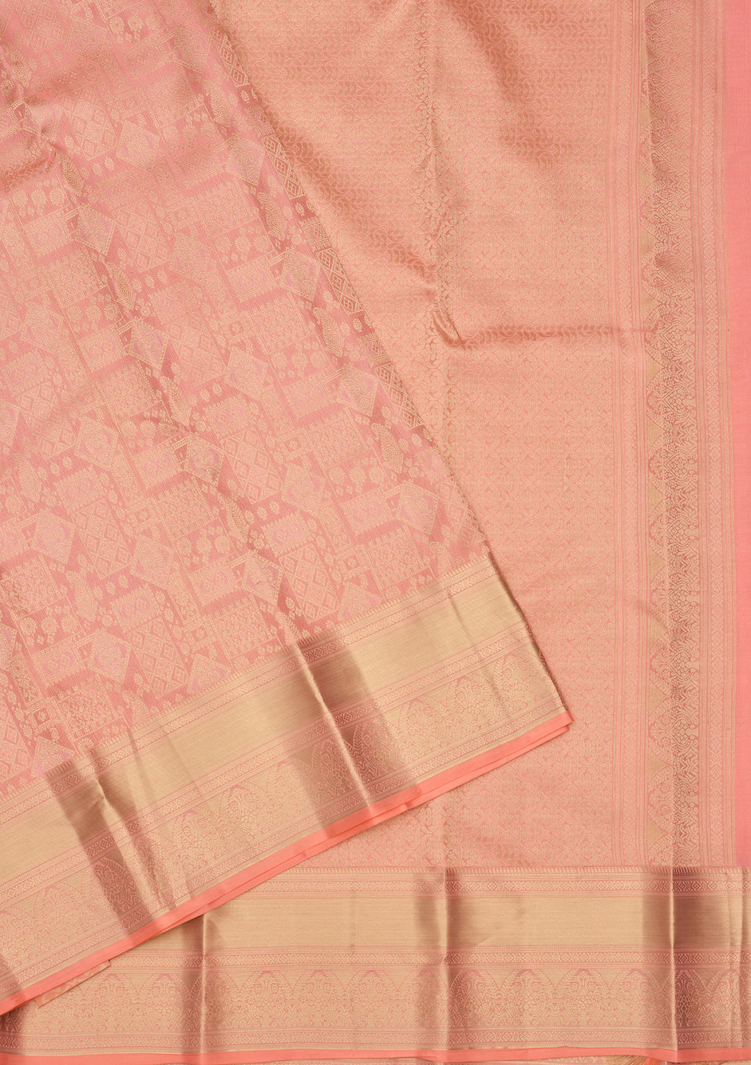 Peach Zariwork (Gold) Silk Saree