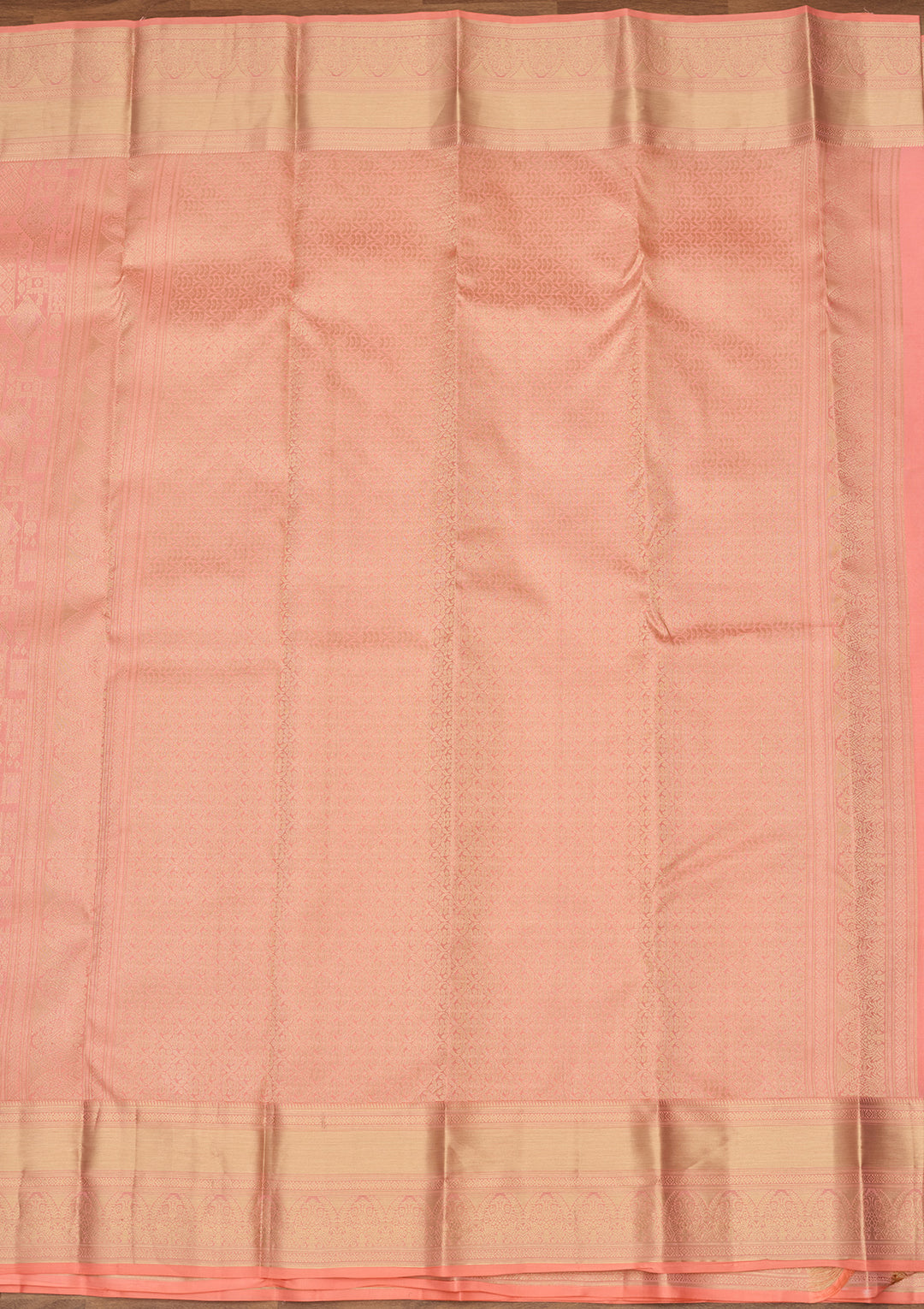 Peach Zariwork (Gold) Silk Saree