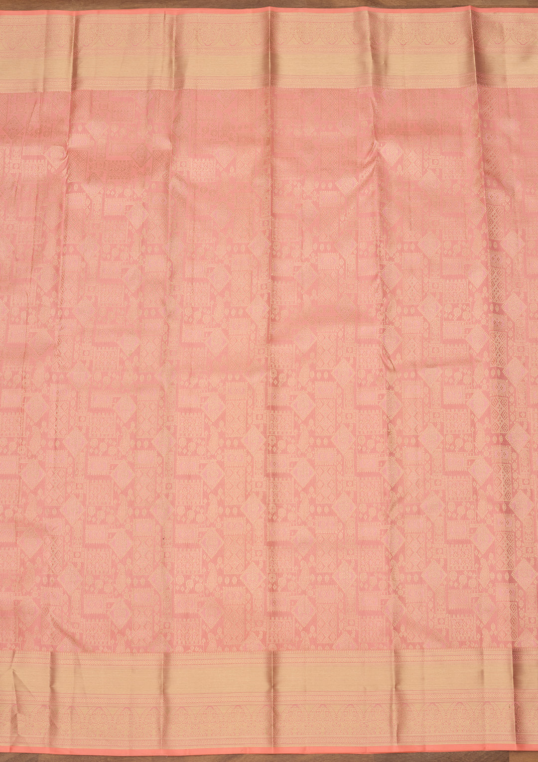 Peach Zariwork (Gold) Silk Saree