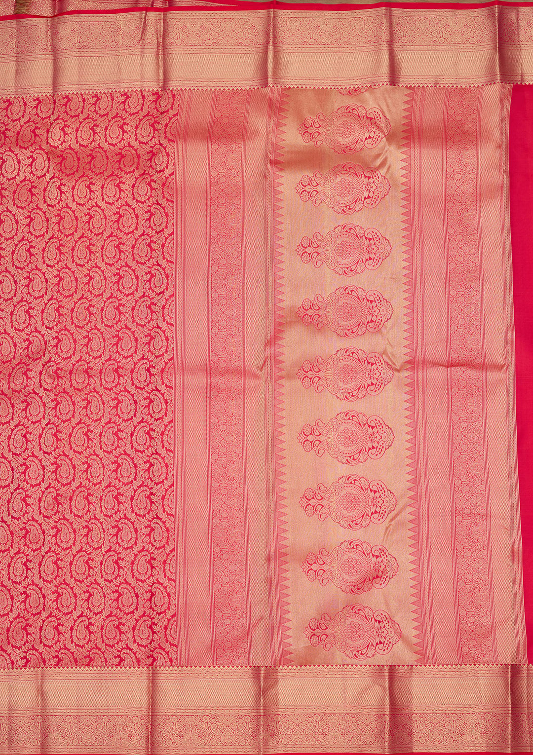Rani Pink Silk Jaal Gold Zariwork Saree With Matching Blouse Piece