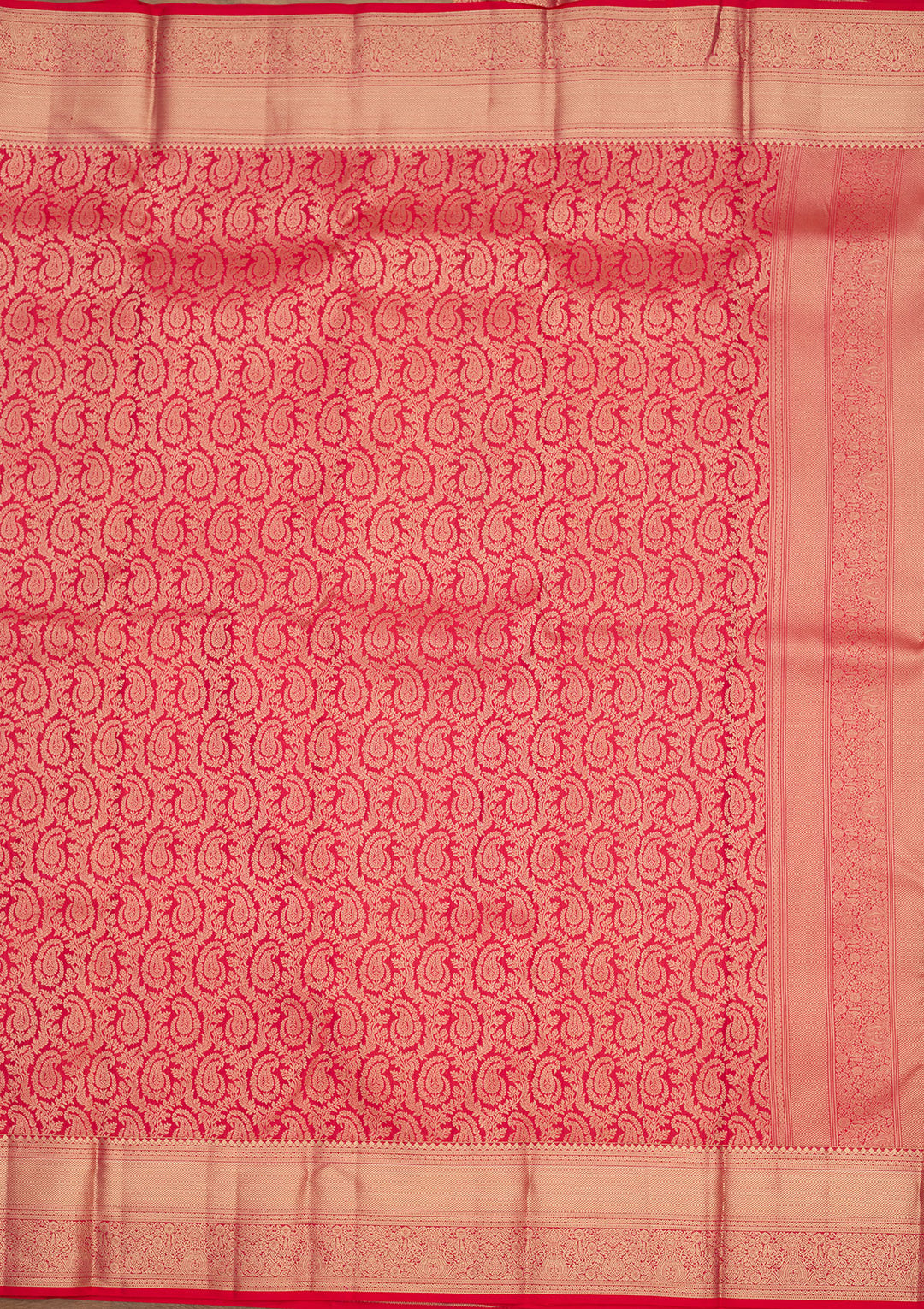 Rani Pink Silk Jaal Gold Zariwork Saree With Matching Blouse Piece