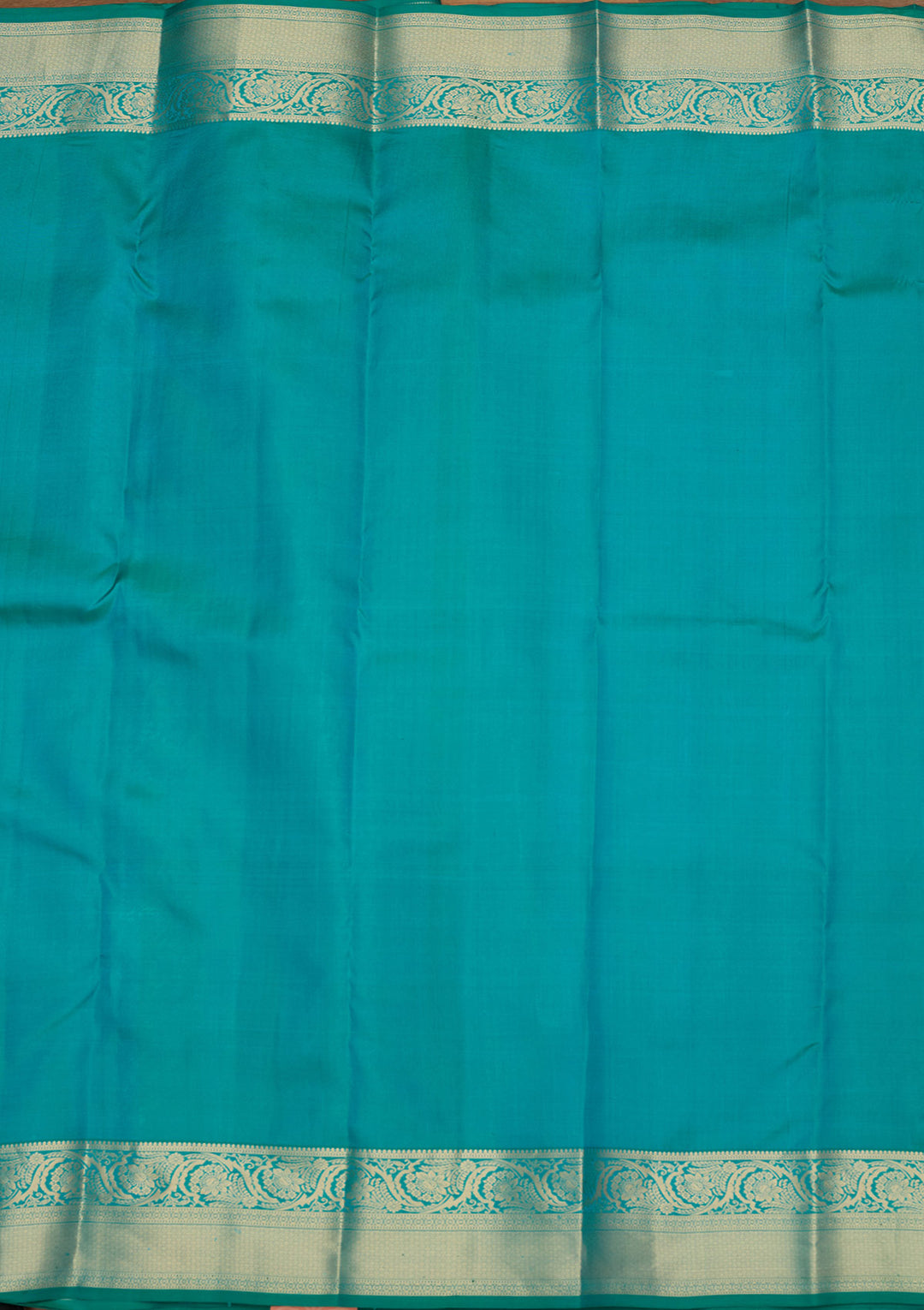 Rama Green Silk Jaal Gold Zariwork Saree With Matching Blouse Piece