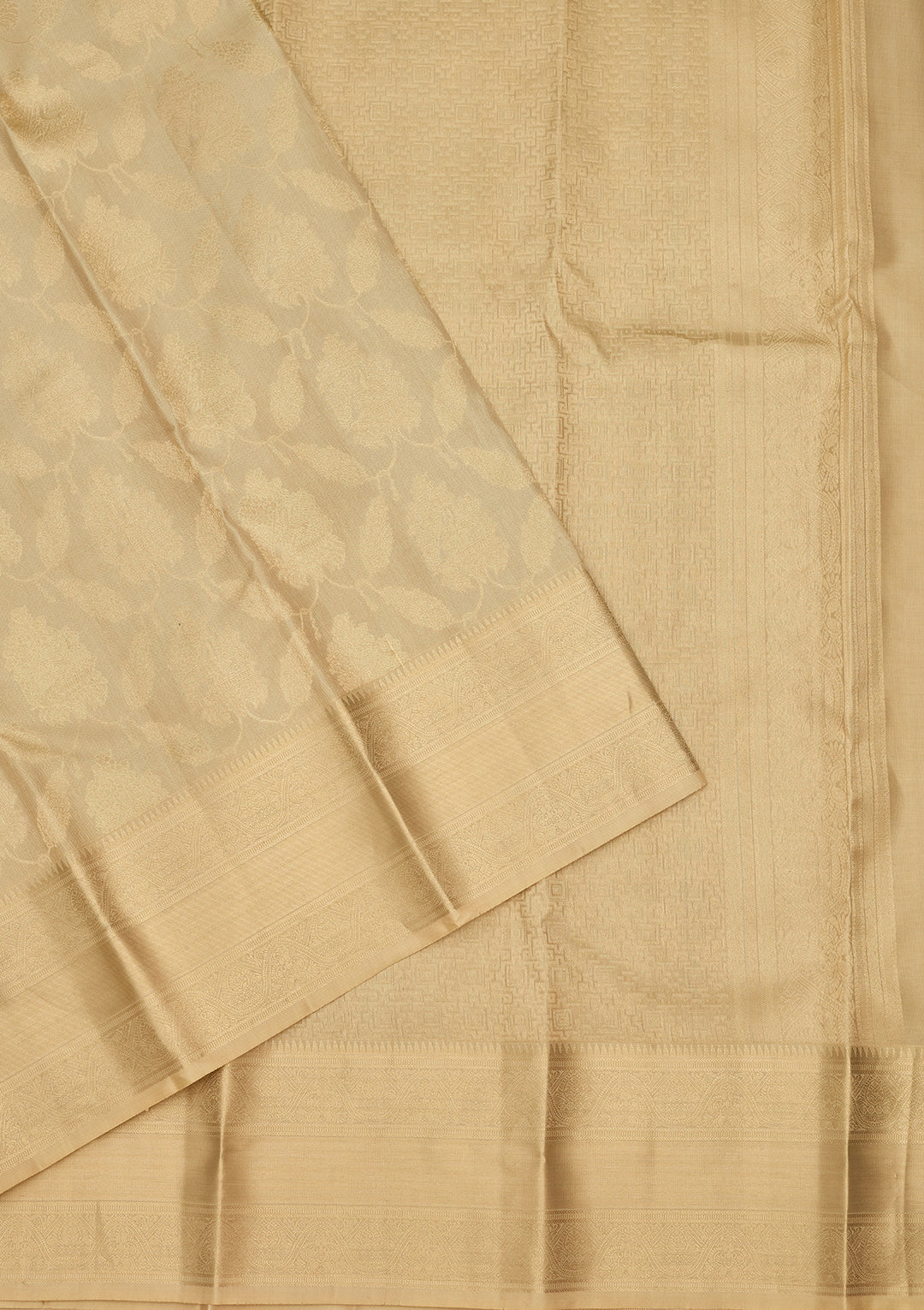 Beige Zariwork (Gold) Silk Saree