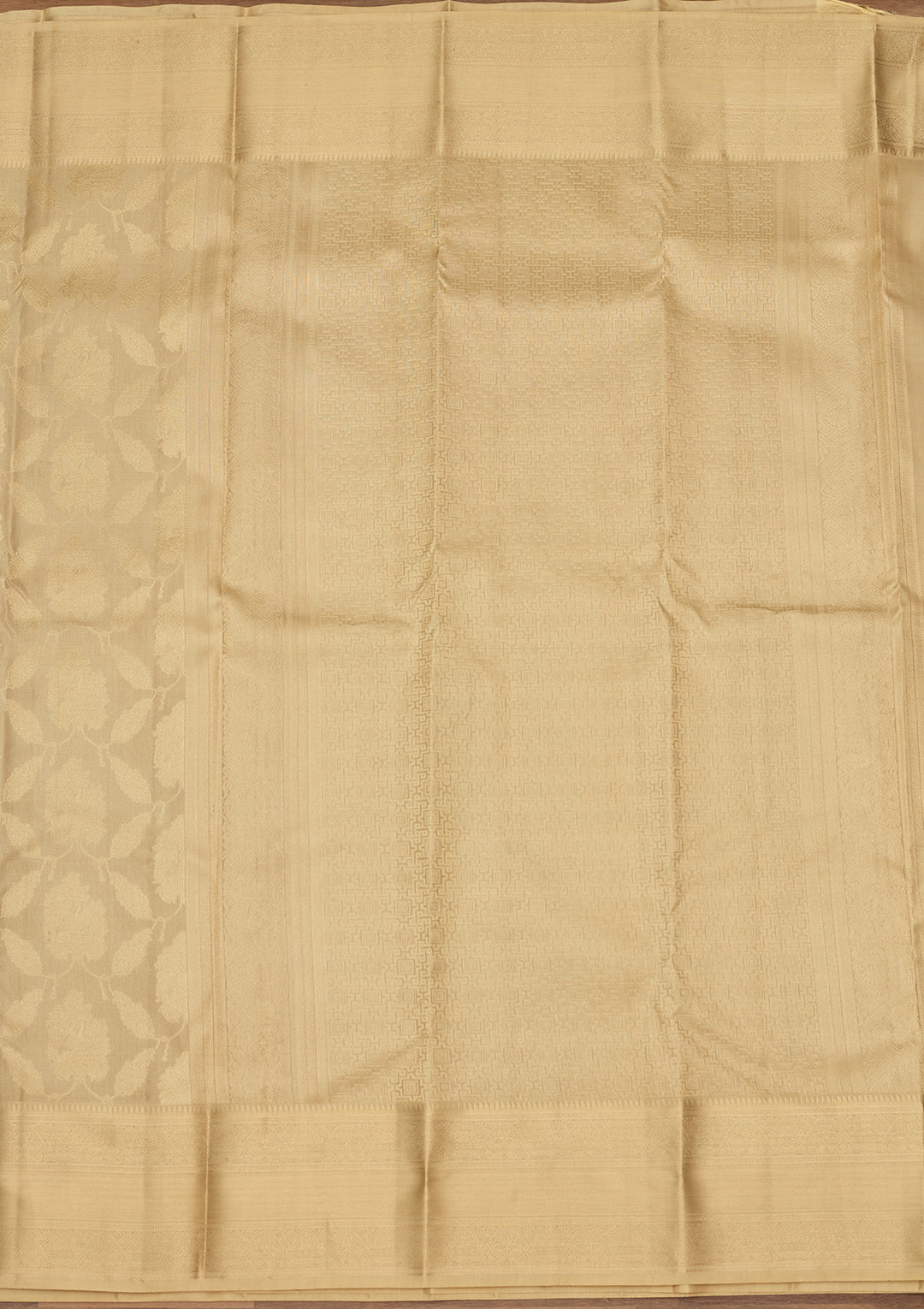 Beige Zariwork (Gold) Silk Saree