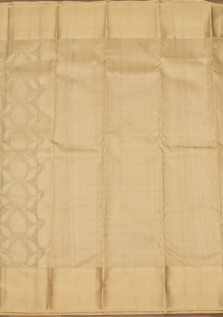 Beige Zariwork (Gold) Silk Saree