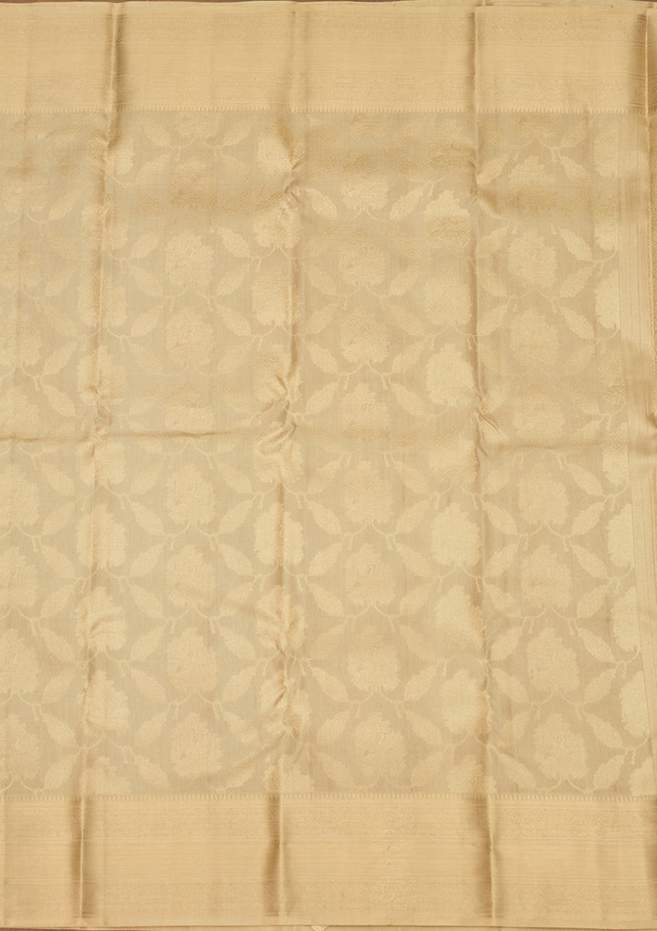 Beige Zariwork (Gold) Silk Saree