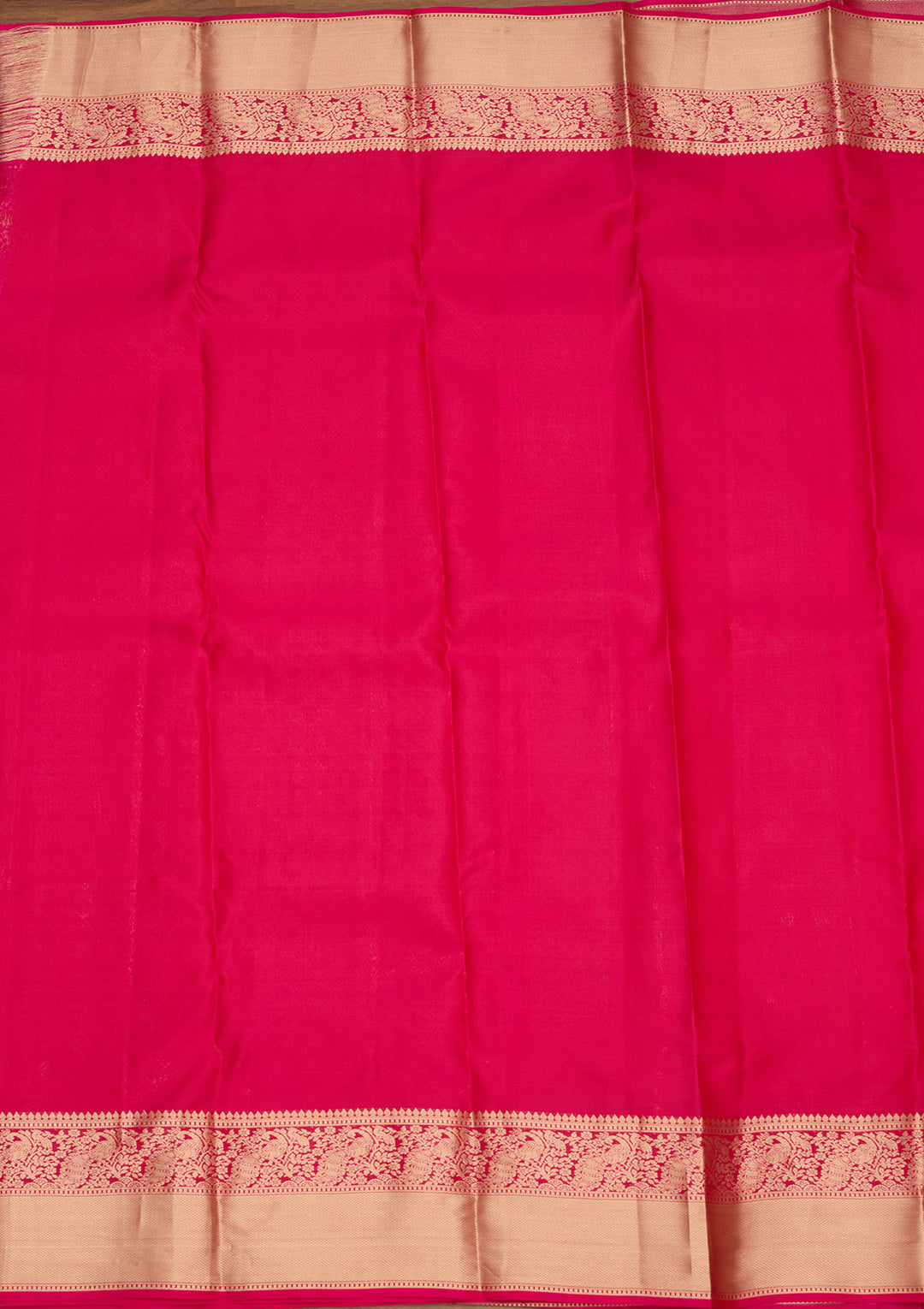 Rani Pink Silk Jaal Gold Zariwork Saree With Matching Blouse Piece