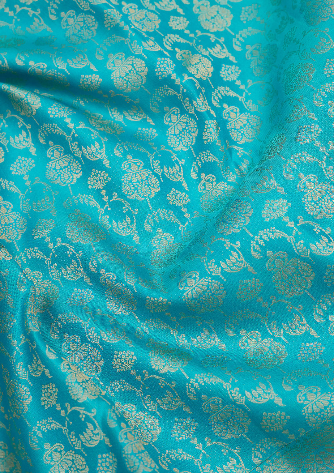 Blue Silk Jaal Gold Zariwork Saree With Matching Blouse Piece
