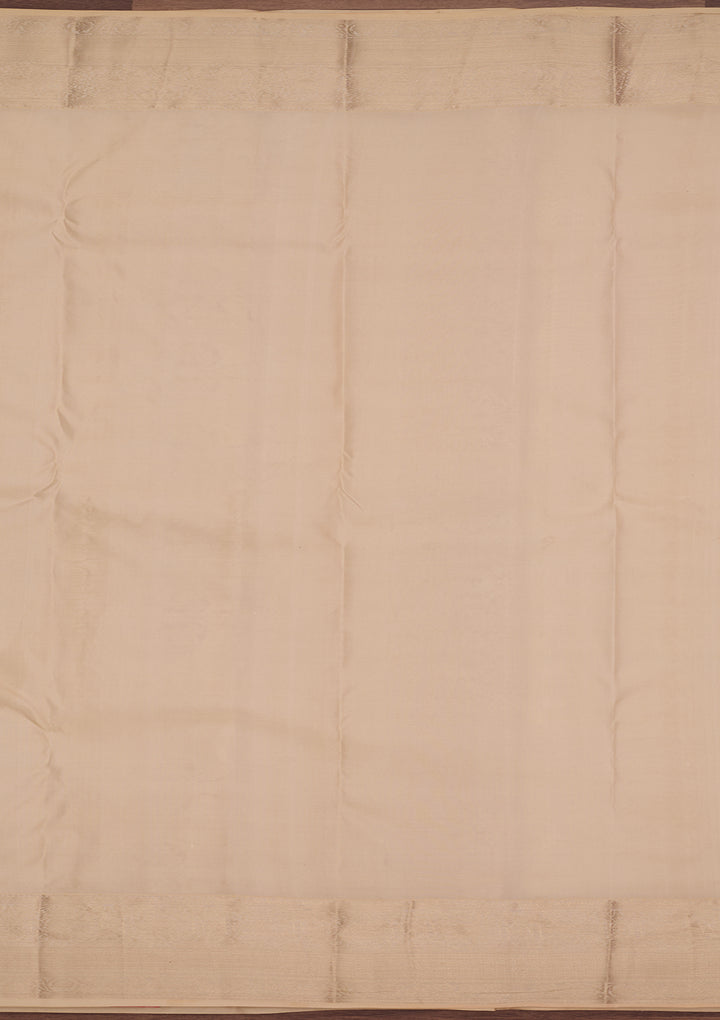 Cream Silk Jaal Gold Zariwork Saree With Matching Blouse Piece