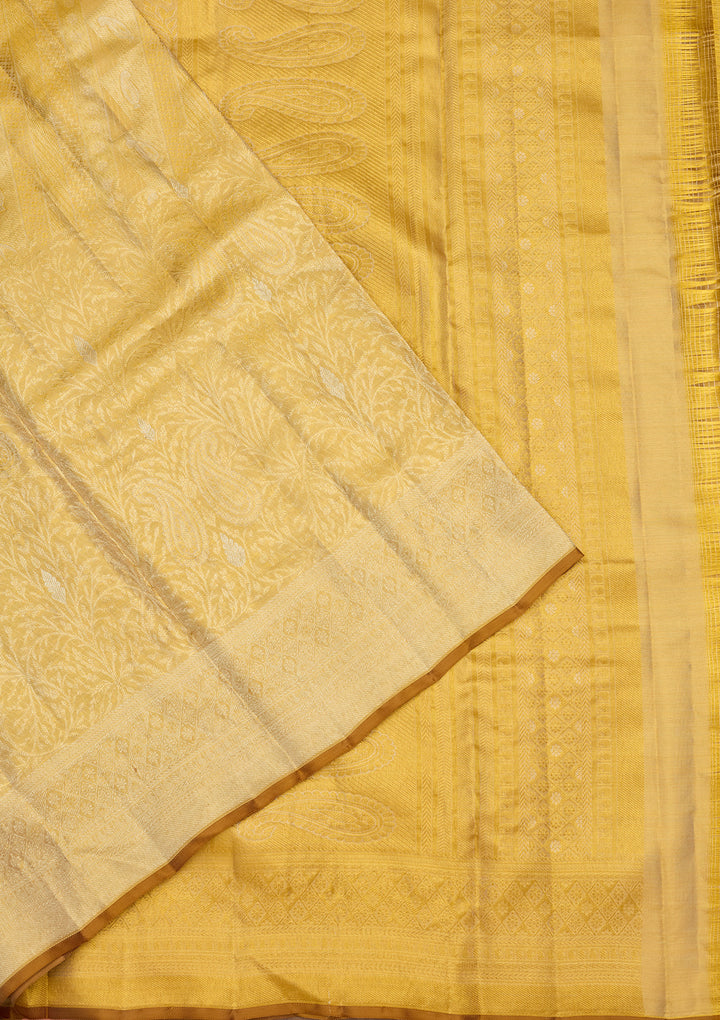Gold Silk Jaal Gold Zariwork Saree With Matching Blouse Piece