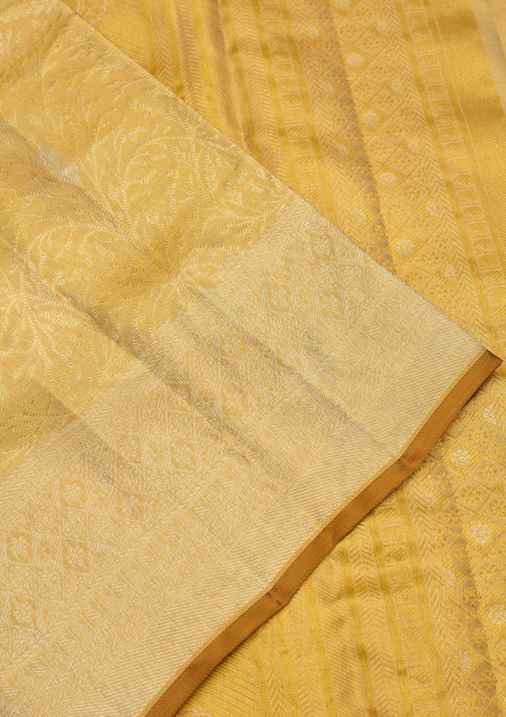 Gold Silk Jaal Gold Zariwork Saree With Matching Blouse Piece