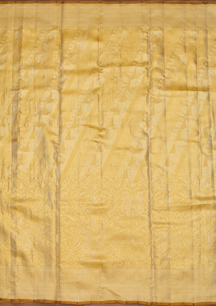 Gold Silk Jaal Gold Zariwork Saree With Matching Blouse Piece