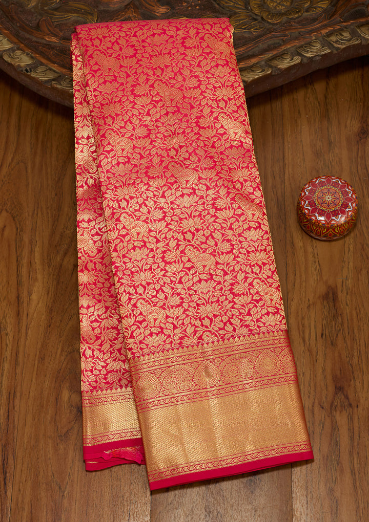 Rani Pink Zariwork (Gold) Silk Saree