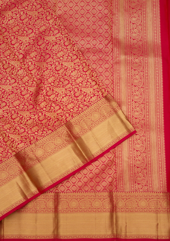 Rani Pink Zariwork (Gold) Silk Saree