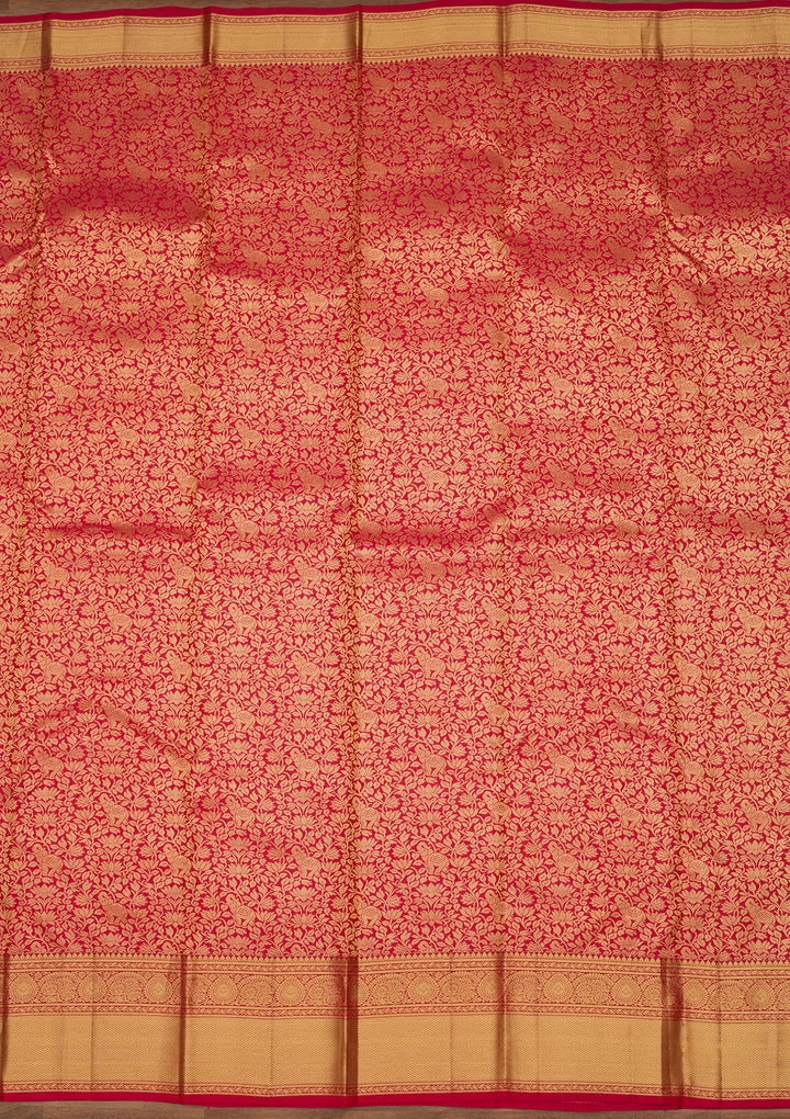 Rani Pink Zariwork (Gold) Silk Saree