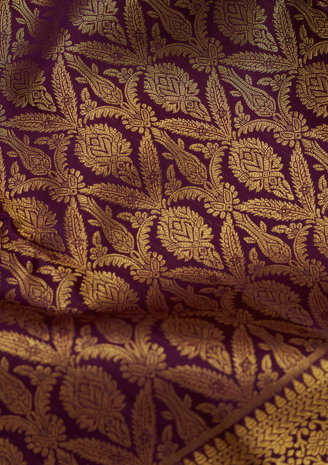 Purple Silk Jaal Gold Zariwork Saree With Matching Blouse Piece