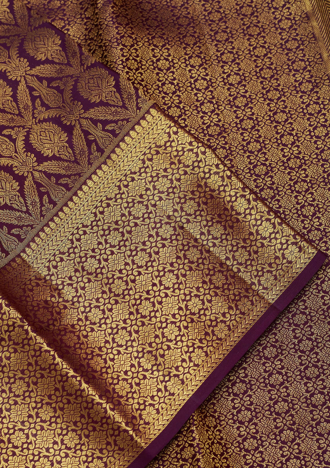 Purple Silk Jaal Gold Zariwork Saree With Matching Blouse Piece