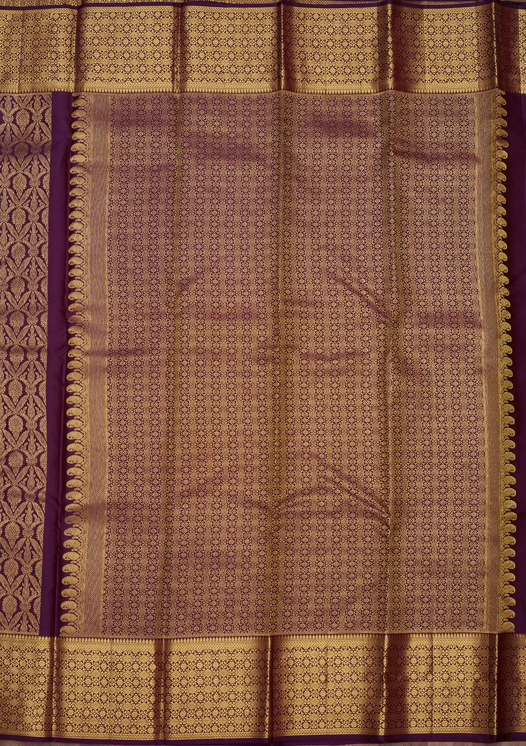 Purple Silk Jaal Gold Zariwork Saree With Matching Blouse Piece