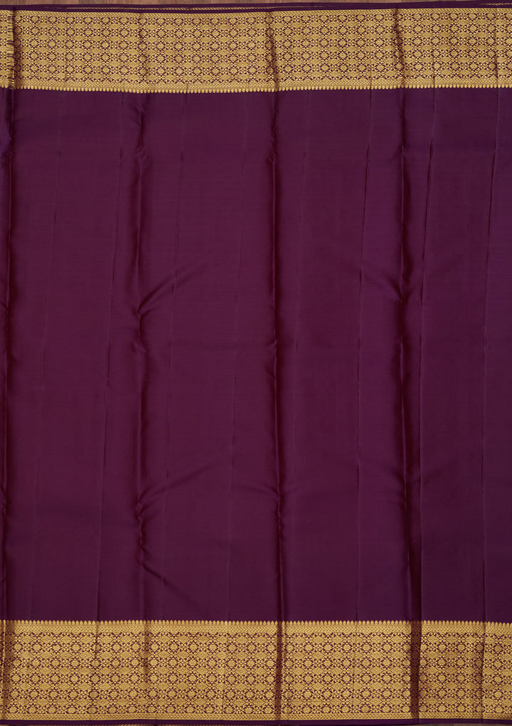 Purple Silk Jaal Gold Zariwork Saree With Matching Blouse Piece