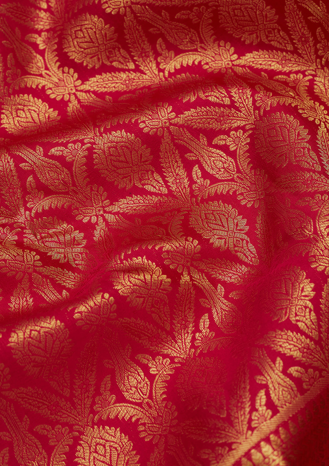 Rani Pink Silk Jaal Gold Zariwork Saree With Matching Blouse Piece