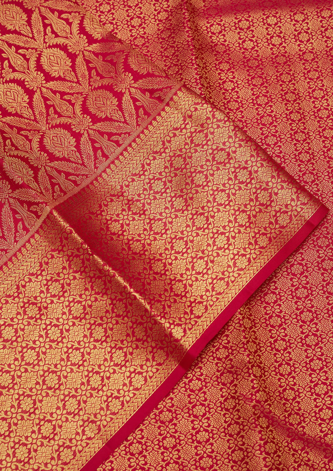 Rani Pink Silk Jaal Gold Zariwork Saree With Matching Blouse Piece