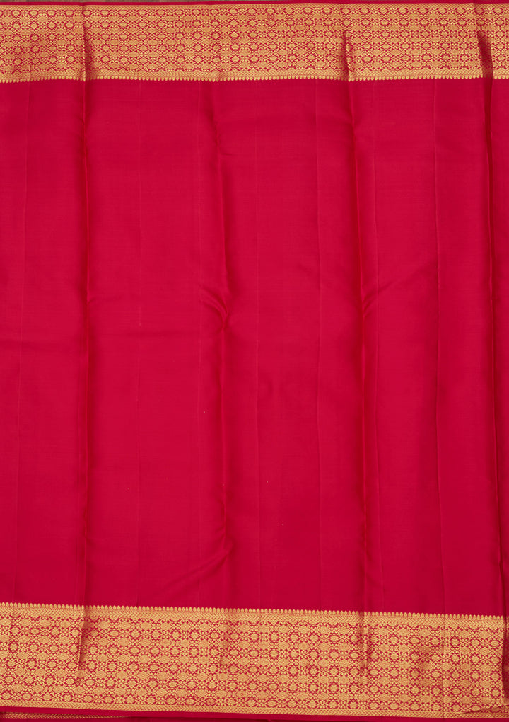 Rani Pink Silk Jaal Gold Zariwork Saree With Matching Blouse Piece