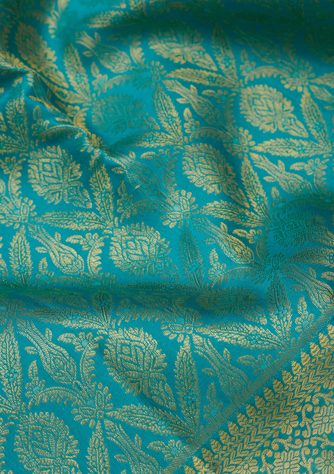 Sky Blue Silk Jaal Gold Zariwork Saree With Matching Blouse Piece