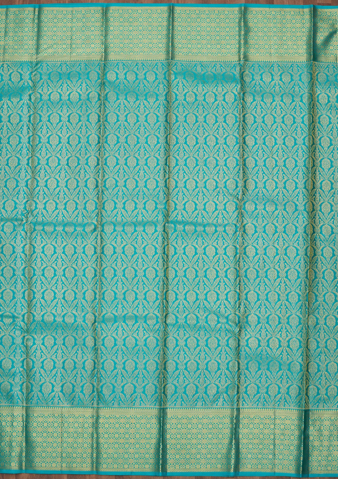 Sky Blue Silk Jaal Gold Zariwork Saree With Matching Blouse Piece