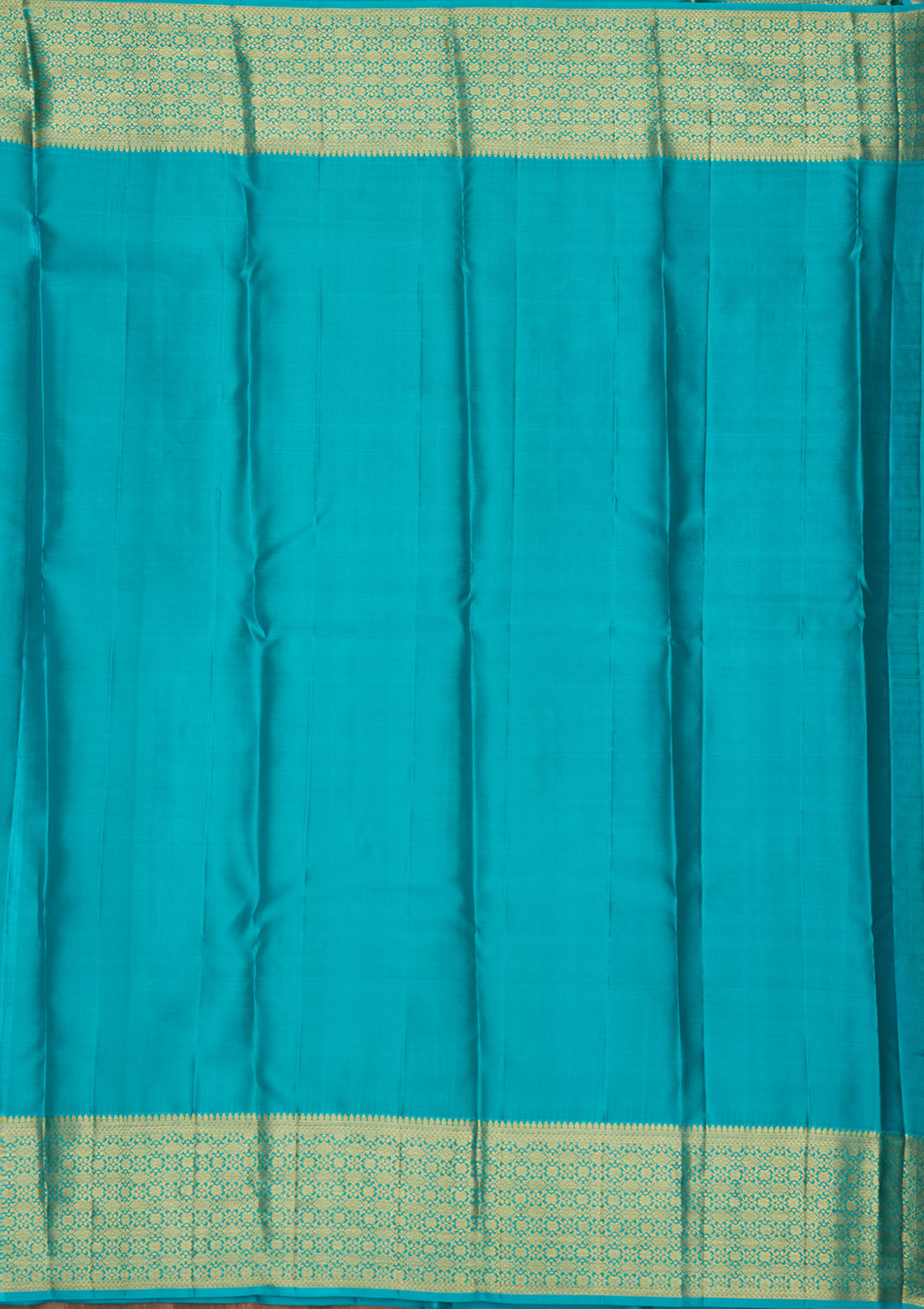 Sky Blue Silk Jaal Gold Zariwork Saree With Matching Blouse Piece