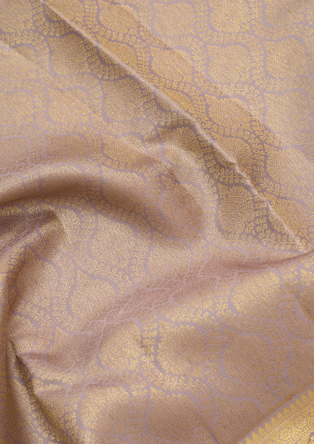 Light Grey Pure Silk Jaal Saree With Matching Blouse Piece