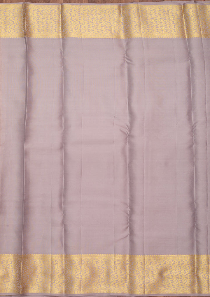 Light Grey Pure Silk Jaal Saree With Matching Blouse Piece