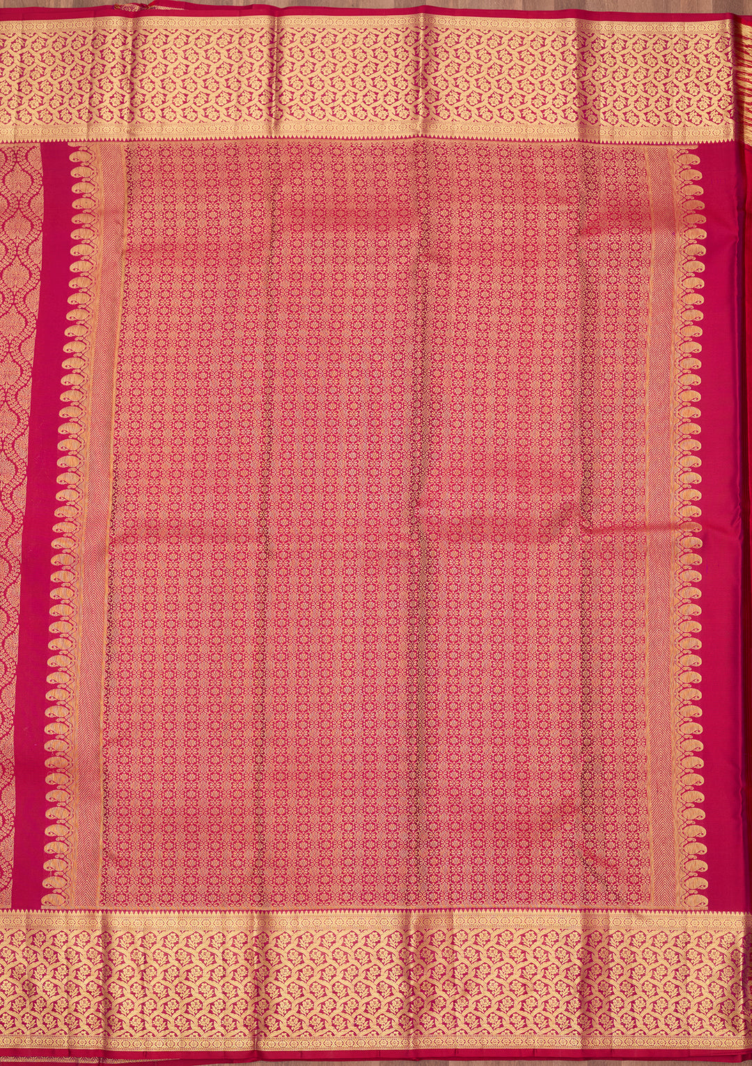 Rani Pink Silk Jaal Gold Zariwork Saree With Matching Blouse Piece