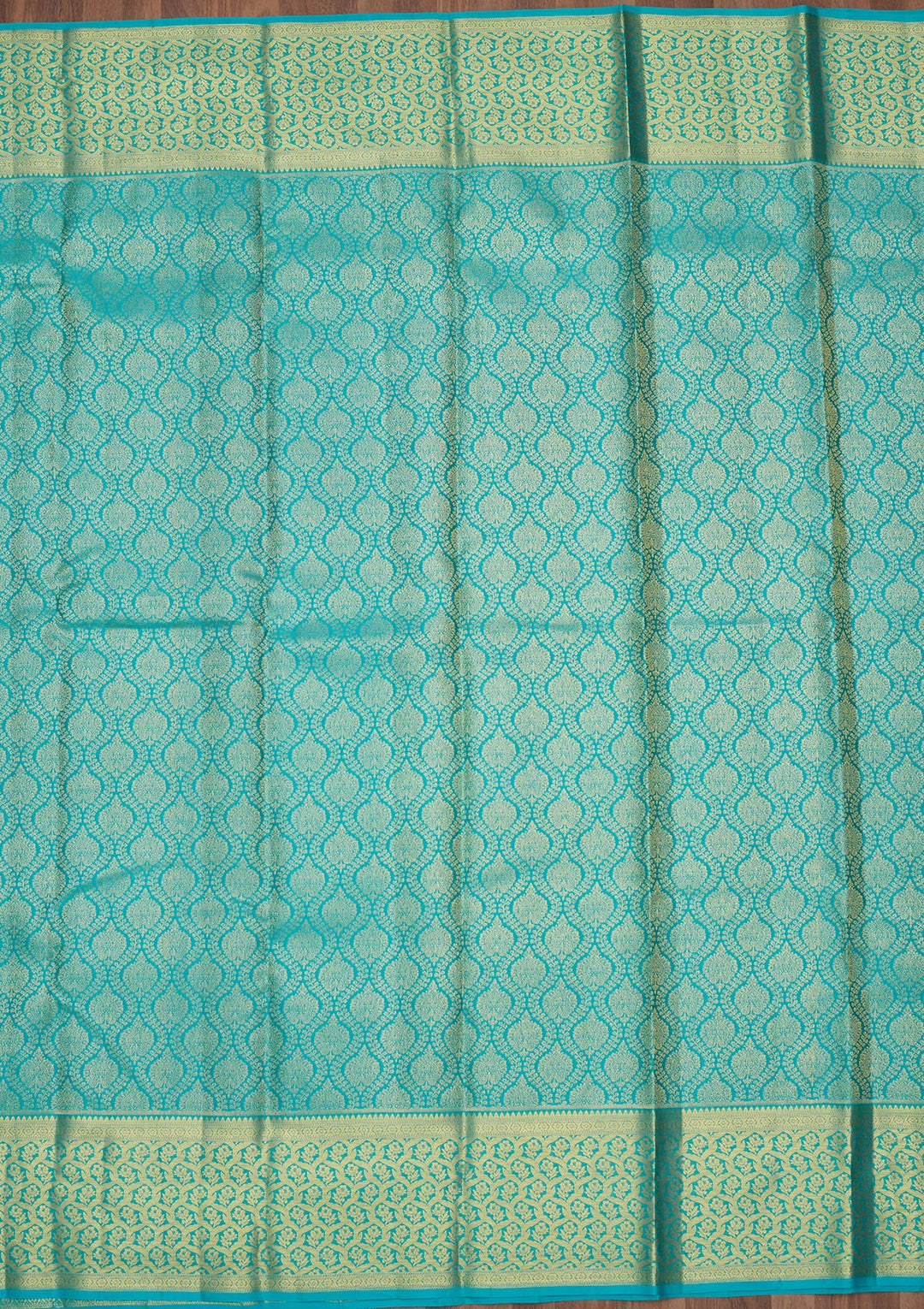 Sky Blue Silk Jaal Gold Zariwork Saree With Matching Blouse Piece
