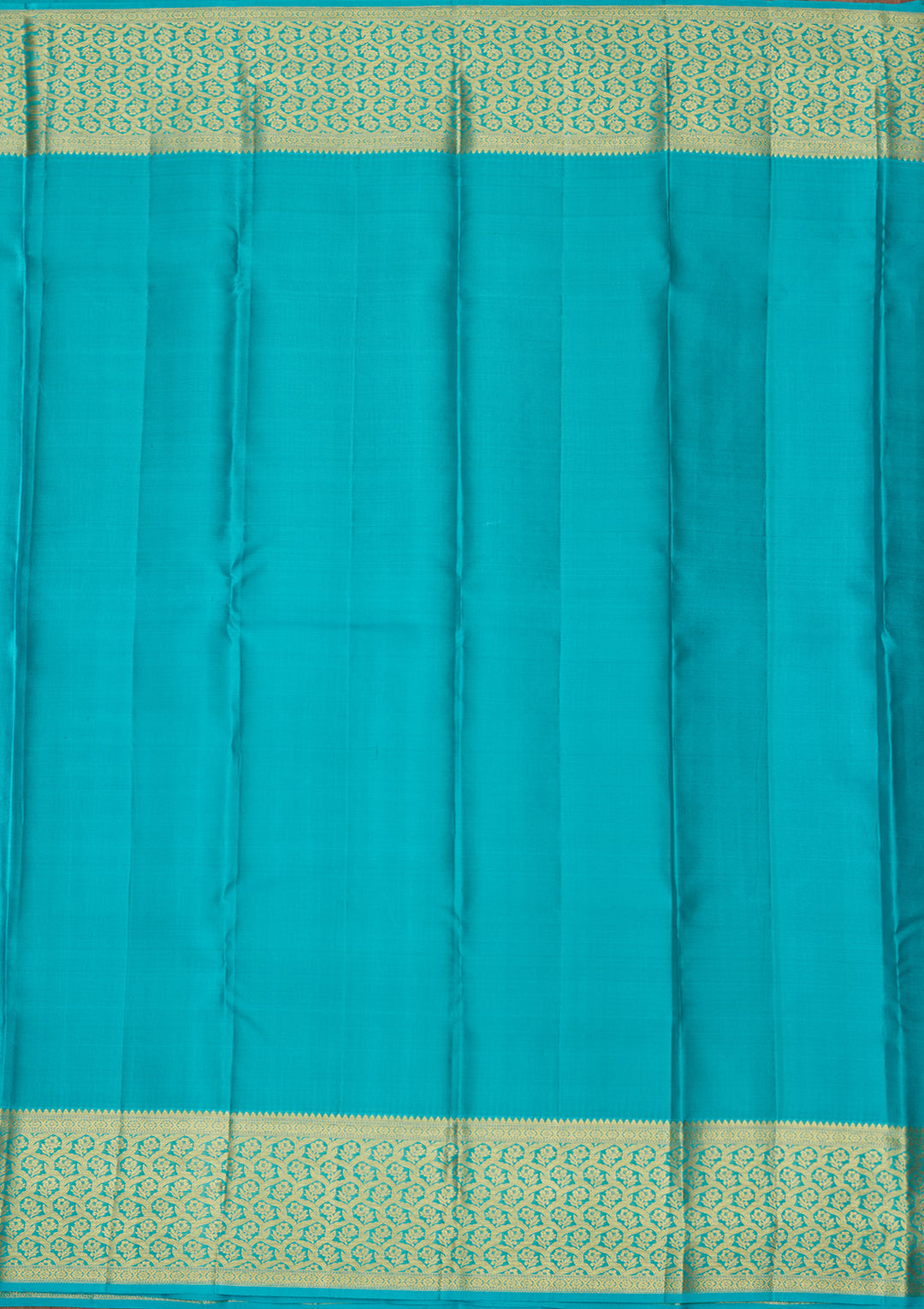 Sky Blue Silk Jaal Gold Zariwork Saree With Matching Blouse Piece