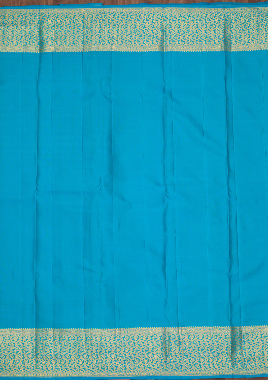 Turquoise Blue Silk Jaal Gold Zariwork Saree With Matching Blouse Piece