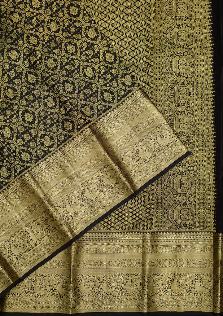 Black Zariwork (Gold) Pure Silk Saree