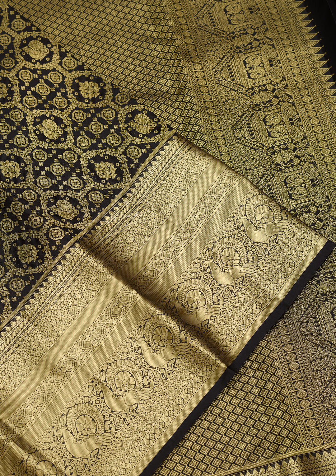 Black Zariwork (Gold) Pure Silk Saree