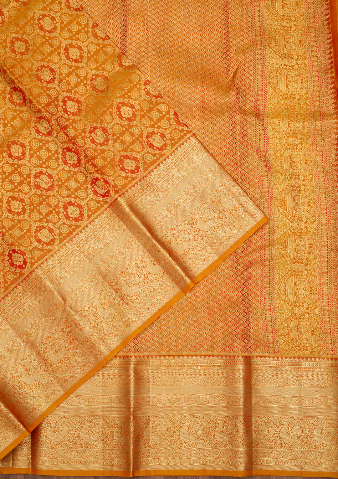 Mustard Zariwork (Gold) Pure Silk Saree
