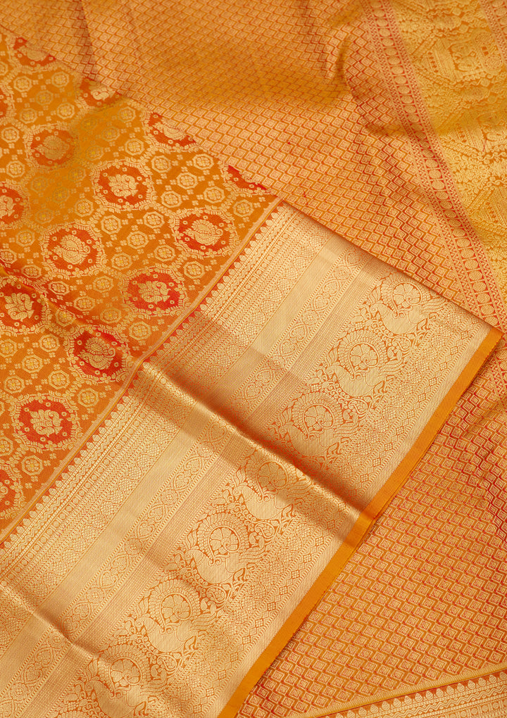 Mustard Zariwork (Gold) Pure Silk Saree