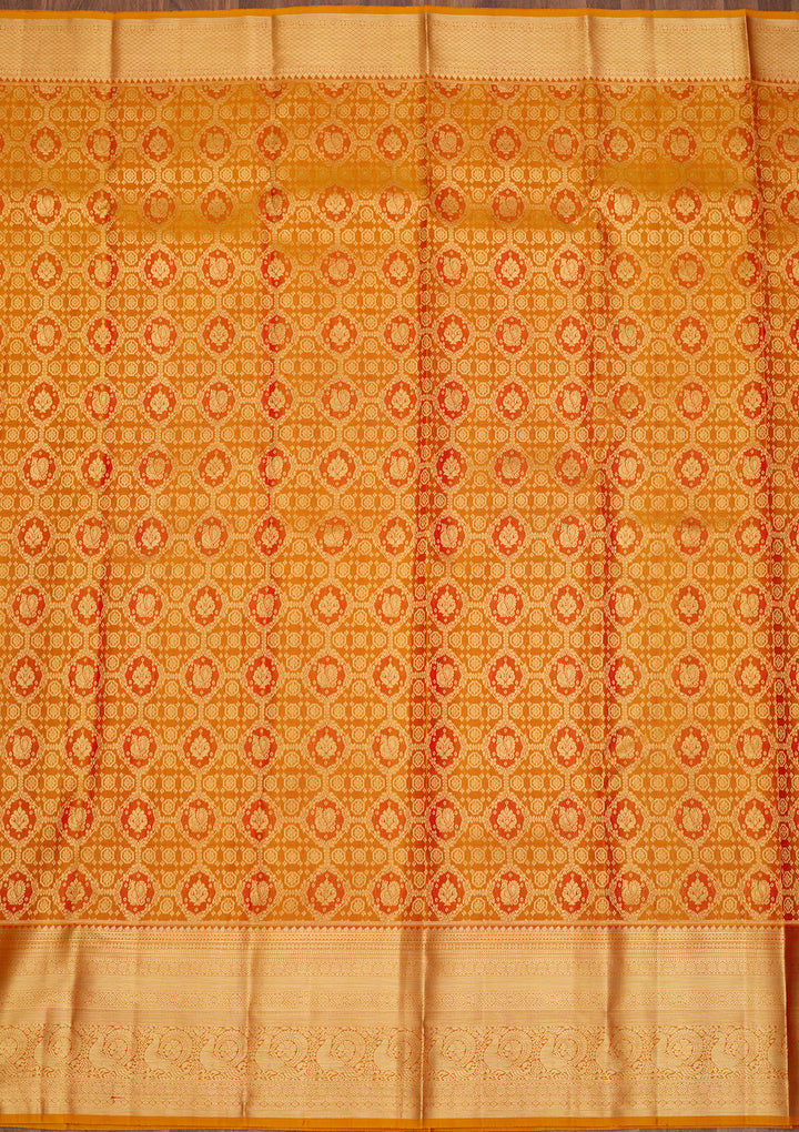Mustard Zariwork (Gold) Pure Silk Saree